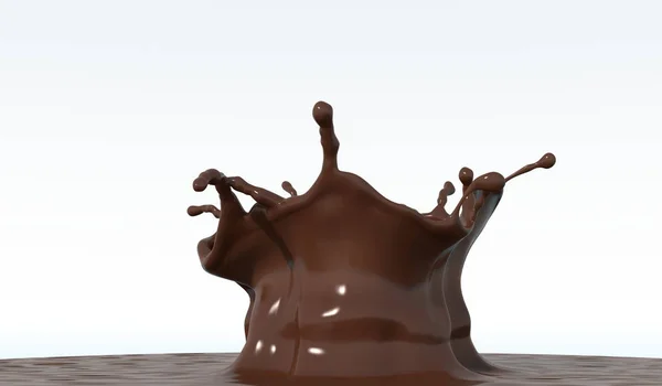 Representación 3D de salpicadura de chocolate sobre fondo blanco — Foto de Stock