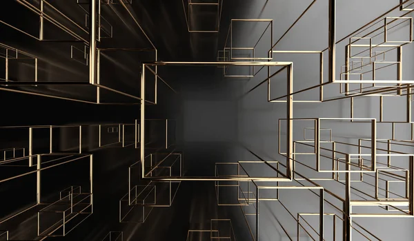 Representación 3D de marcos de cubos brillantes abstractos —  Fotos de Stock