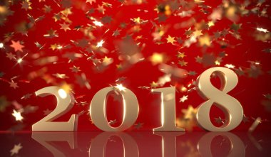 Mutlu yeni 2018 yıl kırmızı zemin üzerine