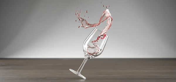 Copo de vinho realista com respingo de vinho — Fotografia de Stock