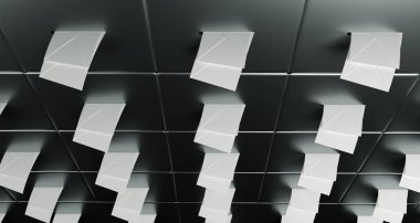 Metal posta kutuları Evelope mektup dolu. 3D render