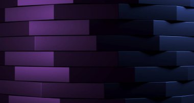 Yığılmış temiz kutuları arka plan soyut. 3D render