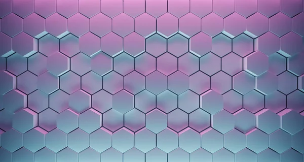 Αφηρημένη εξάγωνο φόντο με χρώμα φώτα και προβληματισμού. 3D — Φωτογραφία Αρχείου