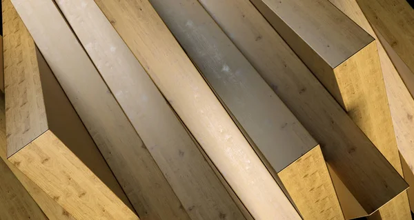 Scatole di legno impilati Sfondo realistico. Rendering 3D — Foto Stock