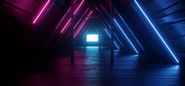 Neon glühend lila blau sci fi futuristisch Nacht dunkel window moo — Stockfoto