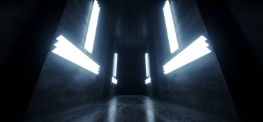 Beton Grunge Yeraltı Stüdyosu Şimşek Led Blue White Corr