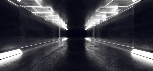 ネオン輝くレーザー地下コンクリートグラウンジ反射レーザー — ストック写真
