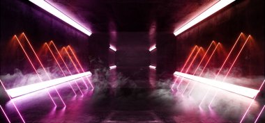 Smoke Fog Neon Lazer Sahnesi Gösterisi Boş Karanlık Yeraltı 