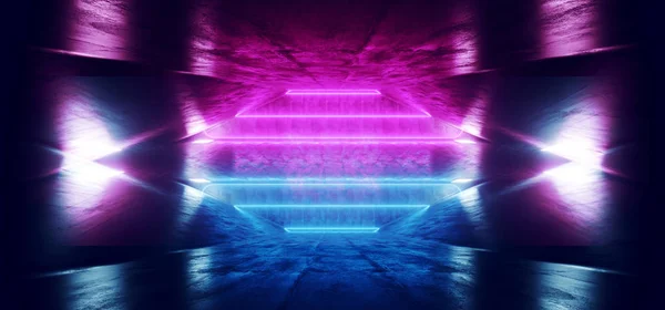 Dark Night Stage Club Alien Neon Futuristic Sci Fi Purple Blue G — Stock Photo, Image