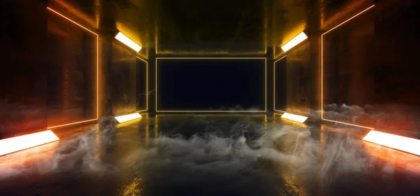 Névoa de névoa de fumaça Neon Laser Stage Showcase Subterrâneo escuro vazio — Fotografia de Stock