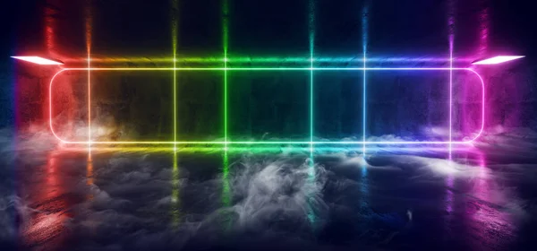 Smoke Fog Steam Msit Night Club Retro Neon Laser Rainbow Glowing — ストック写真