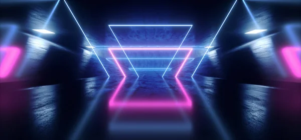 Sci Fi Futurisztikus virtuális neon lézer háromszög alakú vonalak Glowi — Stock Fotó