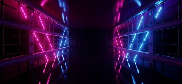 Ondergrondse Sci Fi Metalen Grid Mesh Room Garage Hall Tunnel Corri — Stockfoto