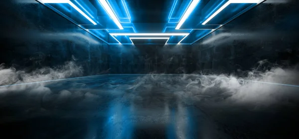 Fumaça neblina névoa laser mostrar clube escuro néon ficção futurista retro — Fotografia de Stock