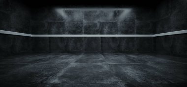 Boş Grunge Beton Modern Oda Tavan Beyaz Led Işıklar Recta