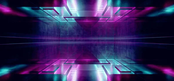 Laser Show Club Dark Neon Fantascienza Futuristica Retro Viola Blu Gl — Foto Stock