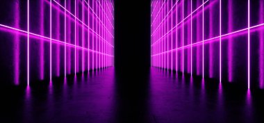Neon Retro Mor Menekşe Kablo Ağları Parlayan Işınlar Uzun Boşluk