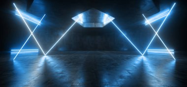 Bilimkurgu Geleceği Lazer Neon Sahnesi Podyum Tüneli Koridoru Hallwa