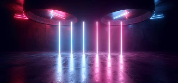 Sci Fi Futuristiska Laser Neon scenen Podium Tunnel korridoren Hallwa — Stockfoto