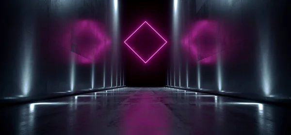 Sci Fi Futurystyczny Neon świecący fioletowy prostokąt Ciemny długi wysoki H — Zdjęcie stockowe