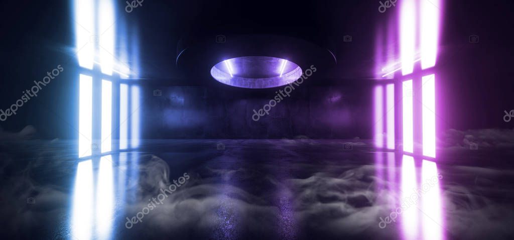 Smoke Steam Fog  Sci Fi Futuristic Alien Night Dark Neon Glowing
