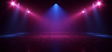 Neon Retro Tuğla Duvarlar Kulübü Sisli Boş Koridor Corrid