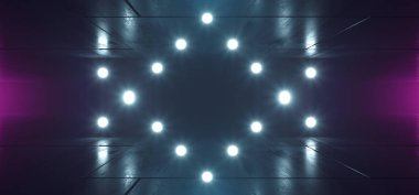 Bilimkurgu Gelecekçi Üçgen Çemberi Stidio Işıkları Mavi Mor Conc