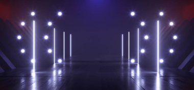 Sis Dumanlı Gece Kulübü Dans Sahnesi Stüdyosu Parlayan Neon