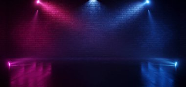 Smoke Neon Tubes Mor Mavi Stüdyo Kulübü Tuğlaları Gece Kulübü Dan