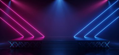 Dark Neon Lazer Işını Mor Mavi Sahne Dans Kulübü Retro Fut