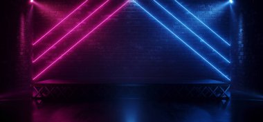 Dark Neon Lazer Işını Mor Mavi Sahne Dans Kulübü Retro Fut