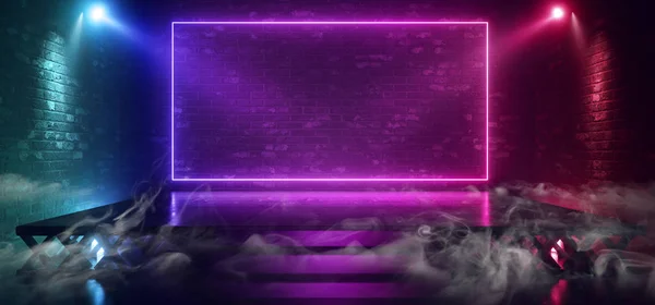 Smoke Fog Sci Fi Neon Purple Rectangle Retro Glowing Lasers Spot