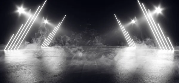 Καπνός ομίχλη Sci Fi Retro Λαμπερό Λευκό Lasers Spot Lights Κενό S — Φωτογραφία Αρχείου