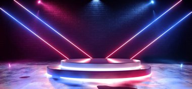 Neon Geleceği Bilim Kurgu Lazer Işını Mor Mavi Canlı Sahne Kürsüsü B