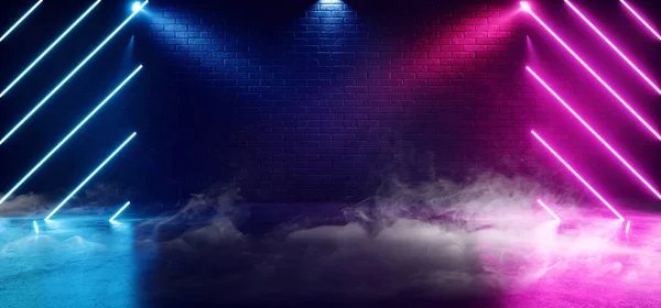 Smoke Fog Neon Laser Purple Blue Glowing Lines Spot Lights On St
