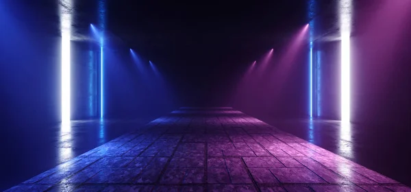 Dark Neon Glowing Club Spot Lights Pasarela Podium Stage Dance Fl —  Fotos de Stock