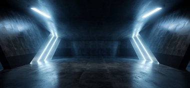 Bilimkurgu Fütürist uzay gemisi Neon Parlayan Pantone Mavi Hat Işığı