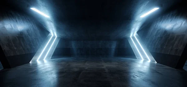 Sci Fi Futuristic spaceship Neon Glowing Pantone Blue Line Light