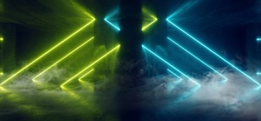 Mavi Yeşil bilim kurgu duman kulübü dans gecesi neon lazer Pantone Cybe