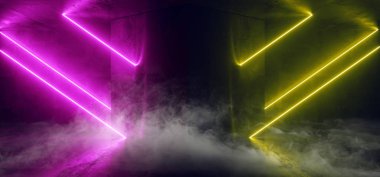 Neon Bilim Kurgu Geleceği Pantone Mor Sarı Lazer Sanal Sanal