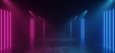 Neon Kulübü Dans Gecesi Tüneli Bilim Kurgu Sütunları 