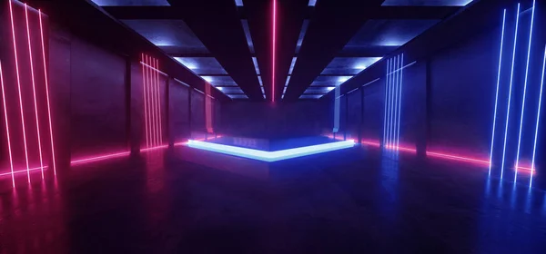 Лазер Neon Glowing Sci Fi Triangle Лазер Beams Purple Blue Lights — стоковое фото
