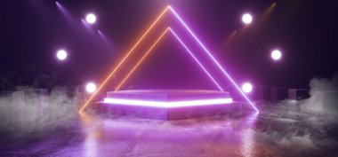 Smoke Fog Dark Showcase Neon Triangle Mor Turuncu Stüdyo Lase