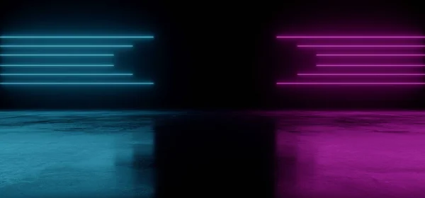 Neon Lines Glowing Sci Fi Futuristic Vibrant Cyber Blue Purple P — Stock Photo, Image