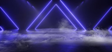 Neon Spotlights Duman Sis Parlayan Mor Pantone Mavi Üçgen  