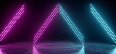 Neon Parlayan Bilim Kurgu Falı Fütüristik Siber Mor Mavi Pantone