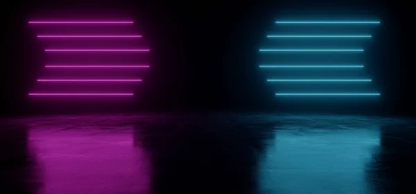 Linhas de néon brilhando ficção científica vibrante futurista cibernético azul roxo P — Fotografia de Stock