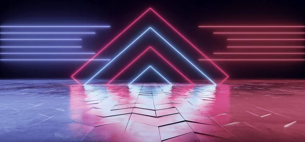 Triangle Neon Glowing Sci Fi Futuristic Vibrant Cyber Blue Red P — Stock fotografie