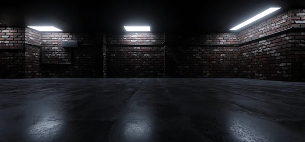 Темна підземна цегла цемент асфальт паркінг шоурум Car Garag — стокове фото