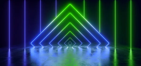 Laser Cyber Neon Glowing Pantone Green Blue Retro Sci Fi Futuris — ストック写真